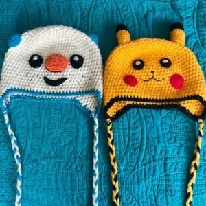 Pikachu and Oshawott Knit Beanies / kids